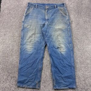 Vintage Y2K Carhartt Carpenter Jeans Mens 36x30 Light Wash Denim Baggy Relaxed